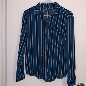 Navy blue striped button up